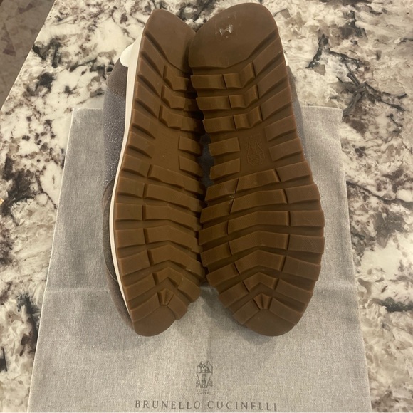 Brunello Cucinelli Gray Women’s Monili Suede Sneakers - Picture 4 of 6